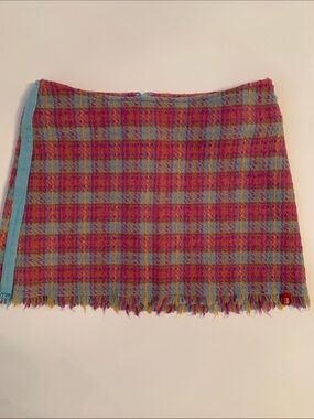 EDC by Esplit Wool Blend Pink Plaid Fringe Mini Skirt EU 36/ US 4